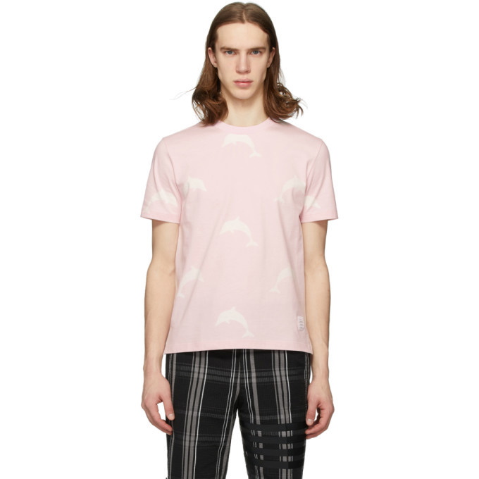 Photo: Thom Browne Pink Dolphin Icon Print T-Shirt