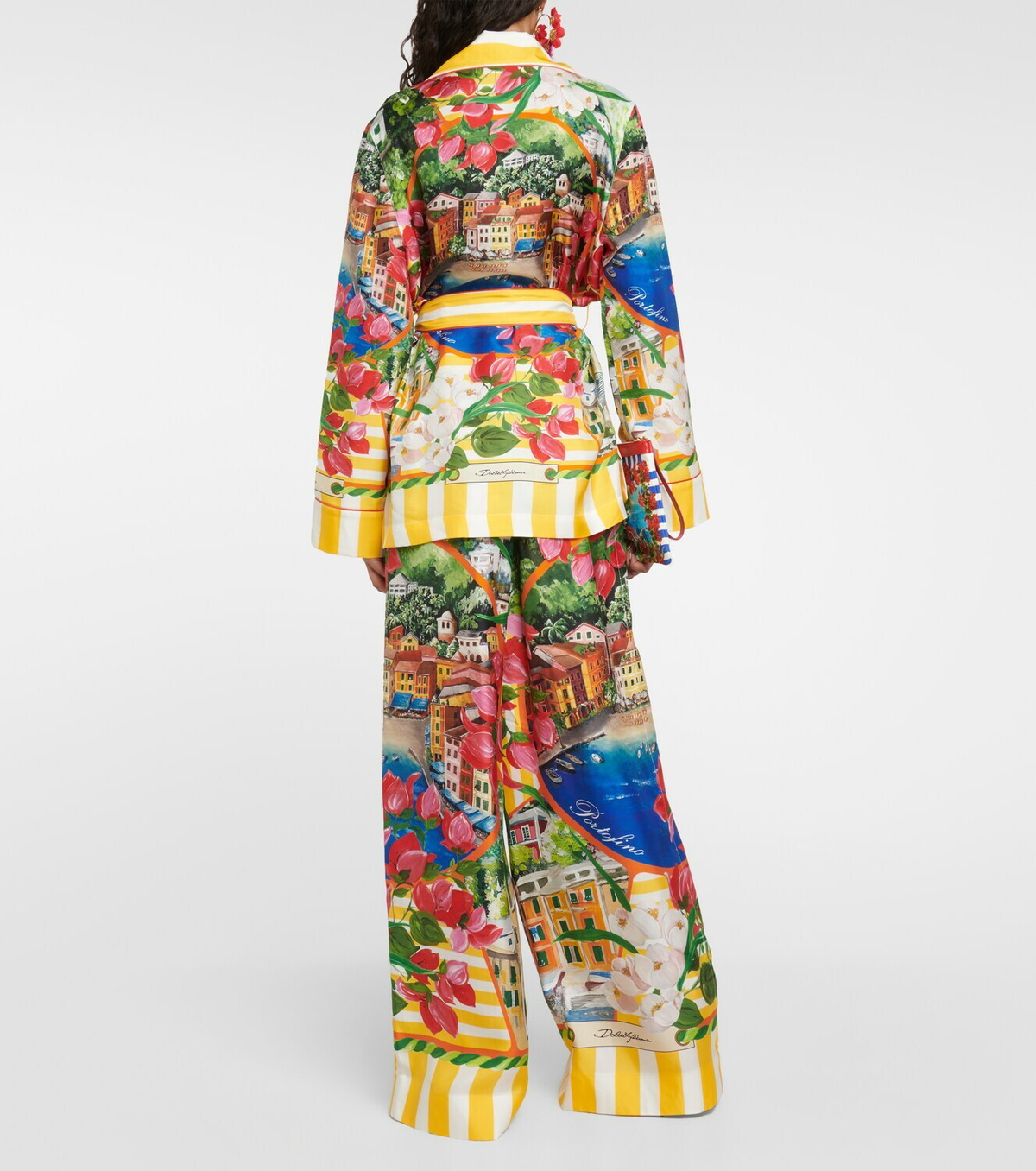 Dolce&Gabbana Portofino printed belted silk shirt