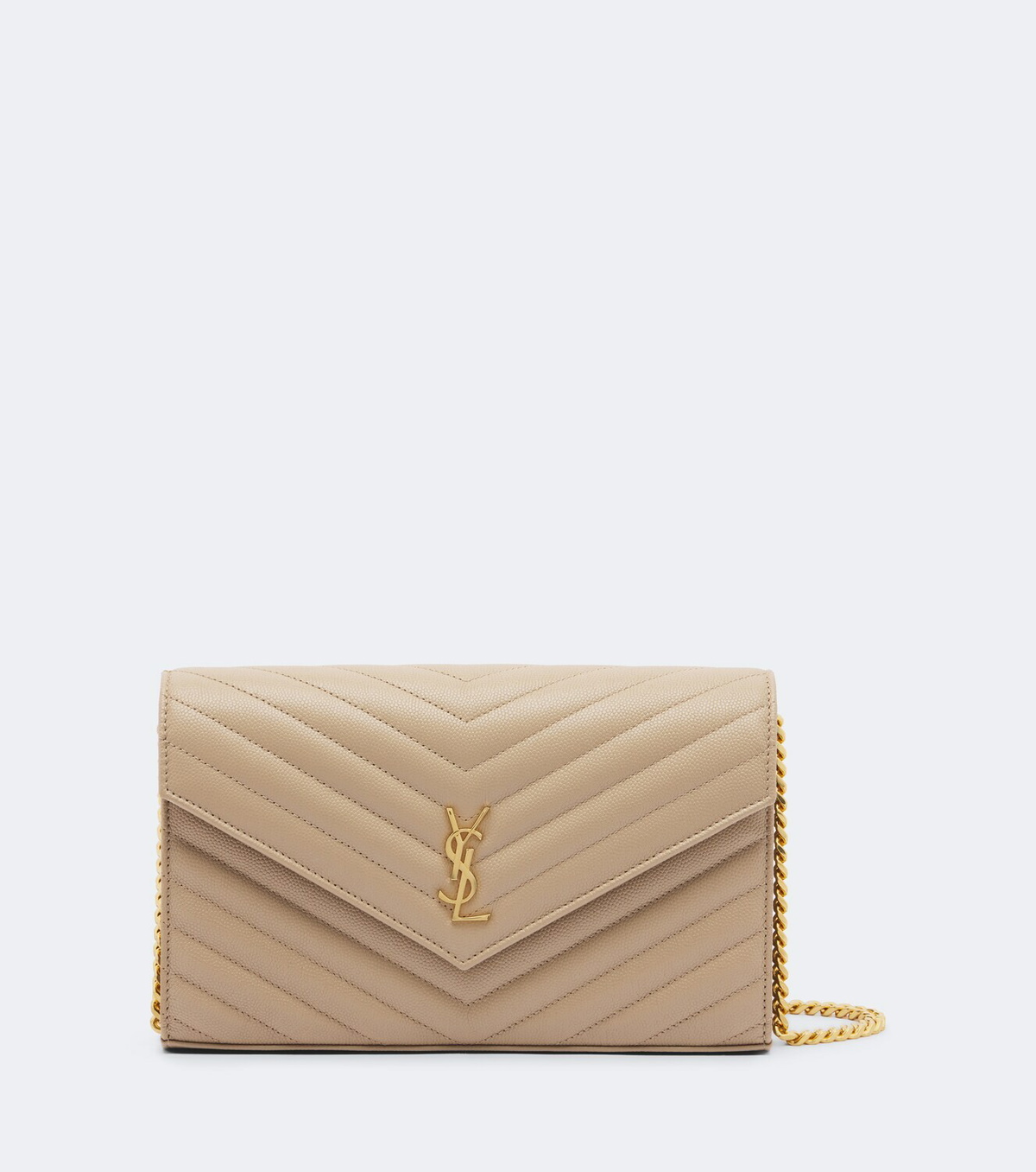 Saint Laurent Cassandre matelassé leather wallet on chain