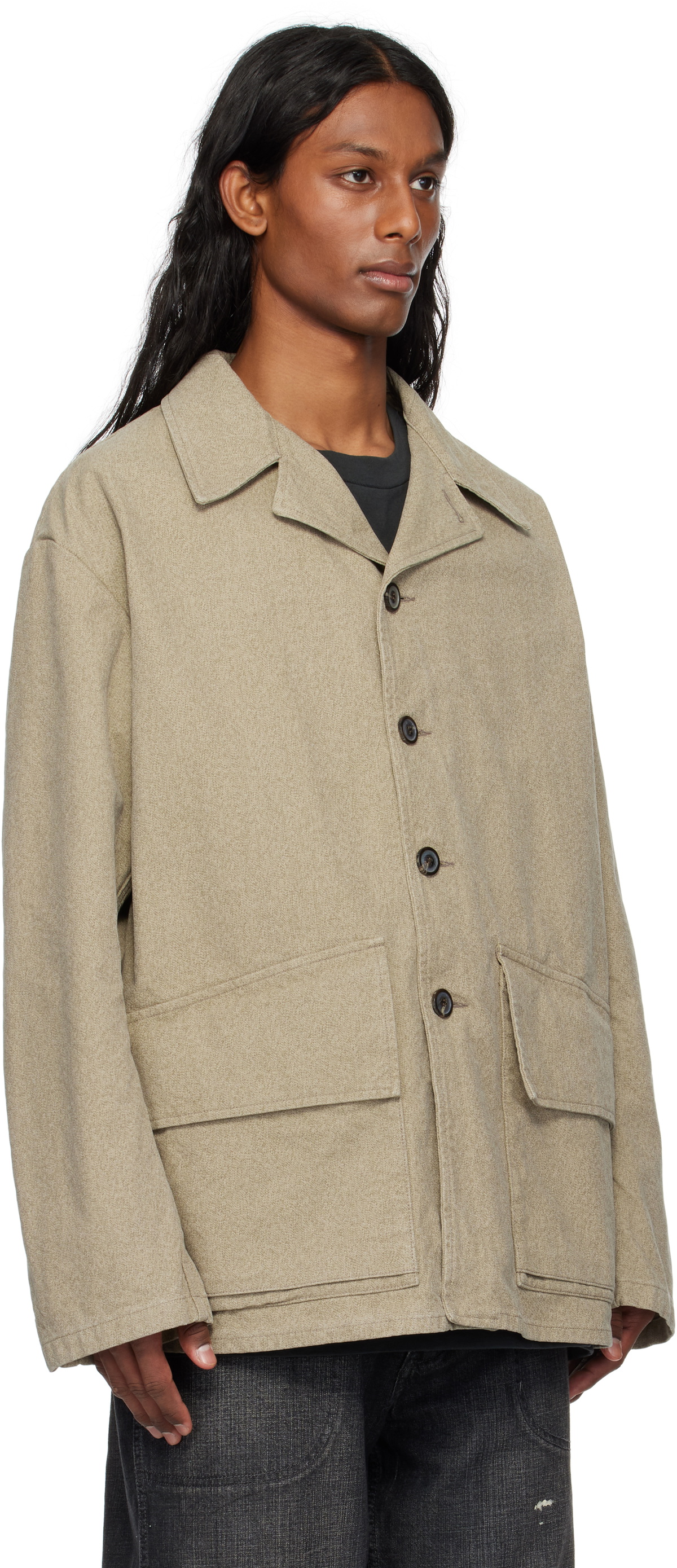 Maison Margiela Beige Cotton Caban Jacket Maison Margiela