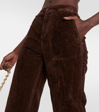 Loewe High-rise cotton-blend velvet pants
