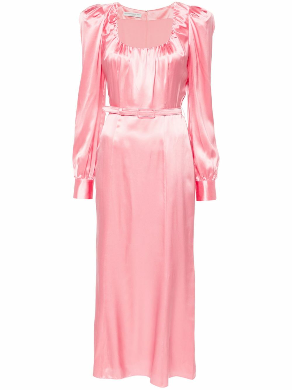 Alessandra Rich Pink Belted Silk Midi Dress Alessandra Rich