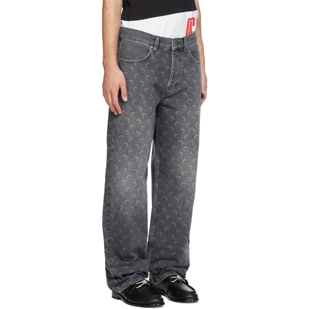 Marine Serre Gray Moon Laser Wash Baggy Jeans