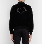 Saint Laurent - Leather-Trimmed Appliquéd Velvet Bomber Jacket - Men - Black