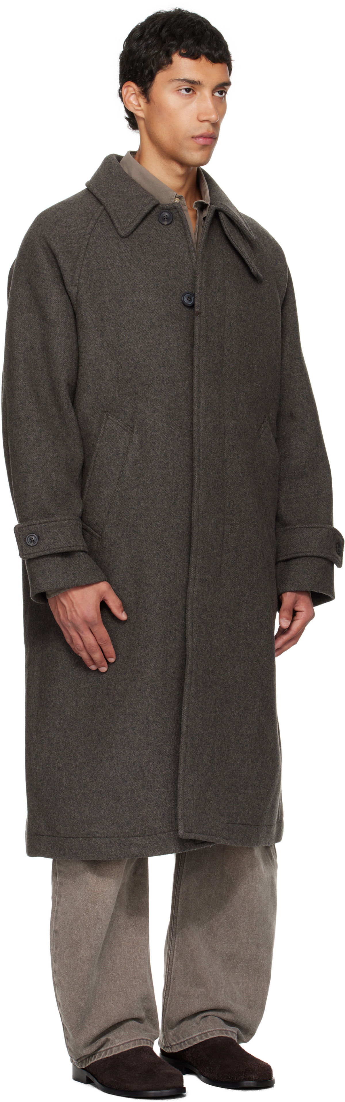 COOR Gray Cashmere-Blend Balmacaan Coat