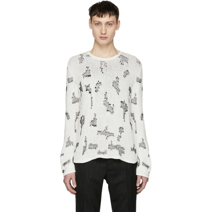 Photo: Saint Laurent White Destroyed Cashmere Sweater