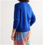 THE ELDER STATESMAN - Have a Nice Day Intarsia Cashmere Sweater - Blue