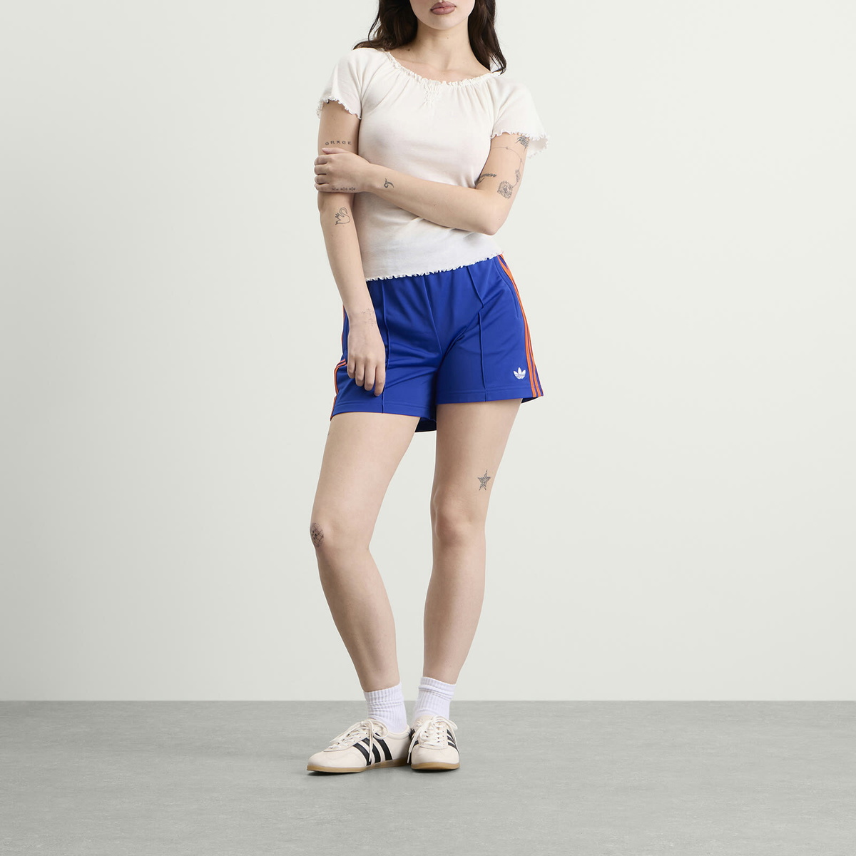 Adidas Women's Firebird Short in Bold Blue/Orange