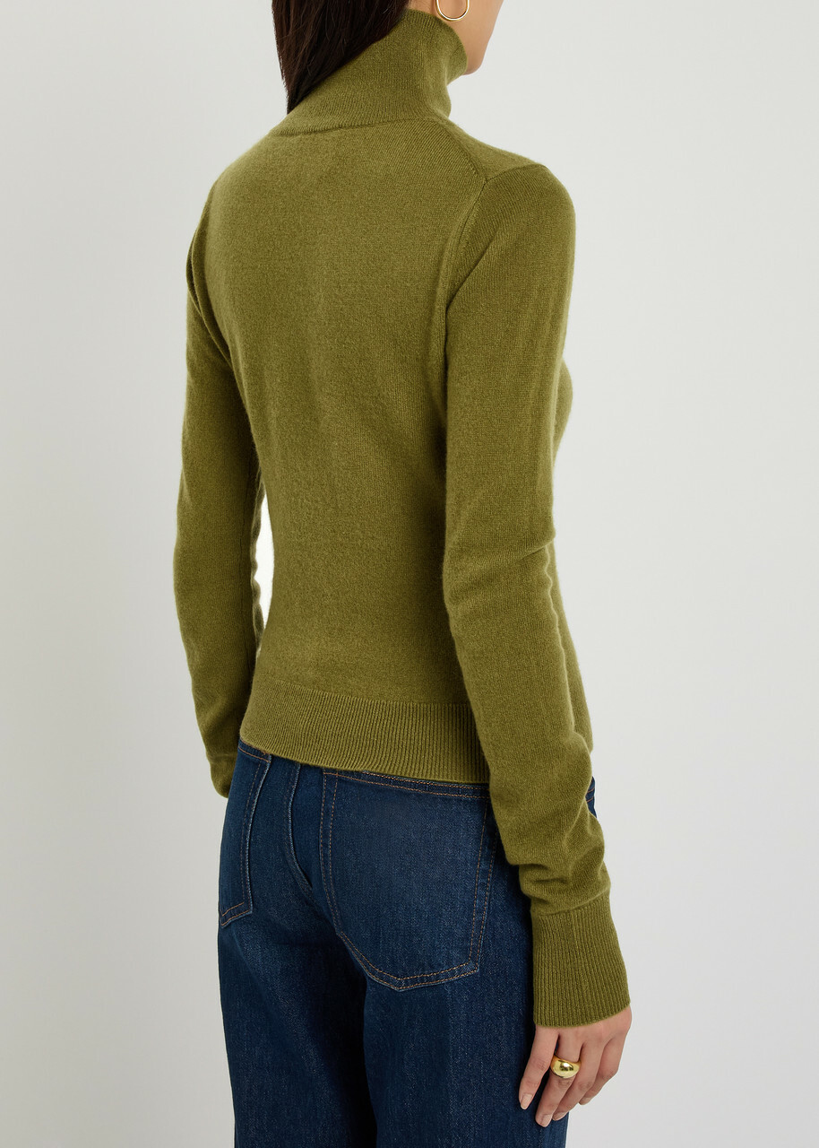 Reformation Jett Turtle-neck Cashmere top Green