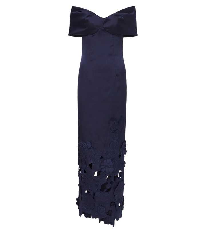 Photo: Costarellos Norelle off-shoulder satin midi dress