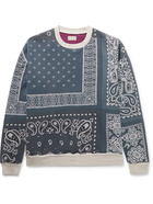 KAPITAL - Bandana-Print Cotton-Jersey and Quilted Shell Sweatshirt - Blue