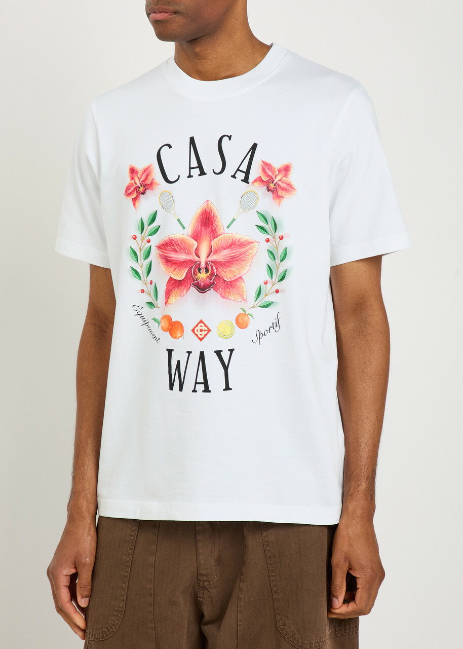 Casablanca Casa Way Orchid Printed Cotton T-shirt White
