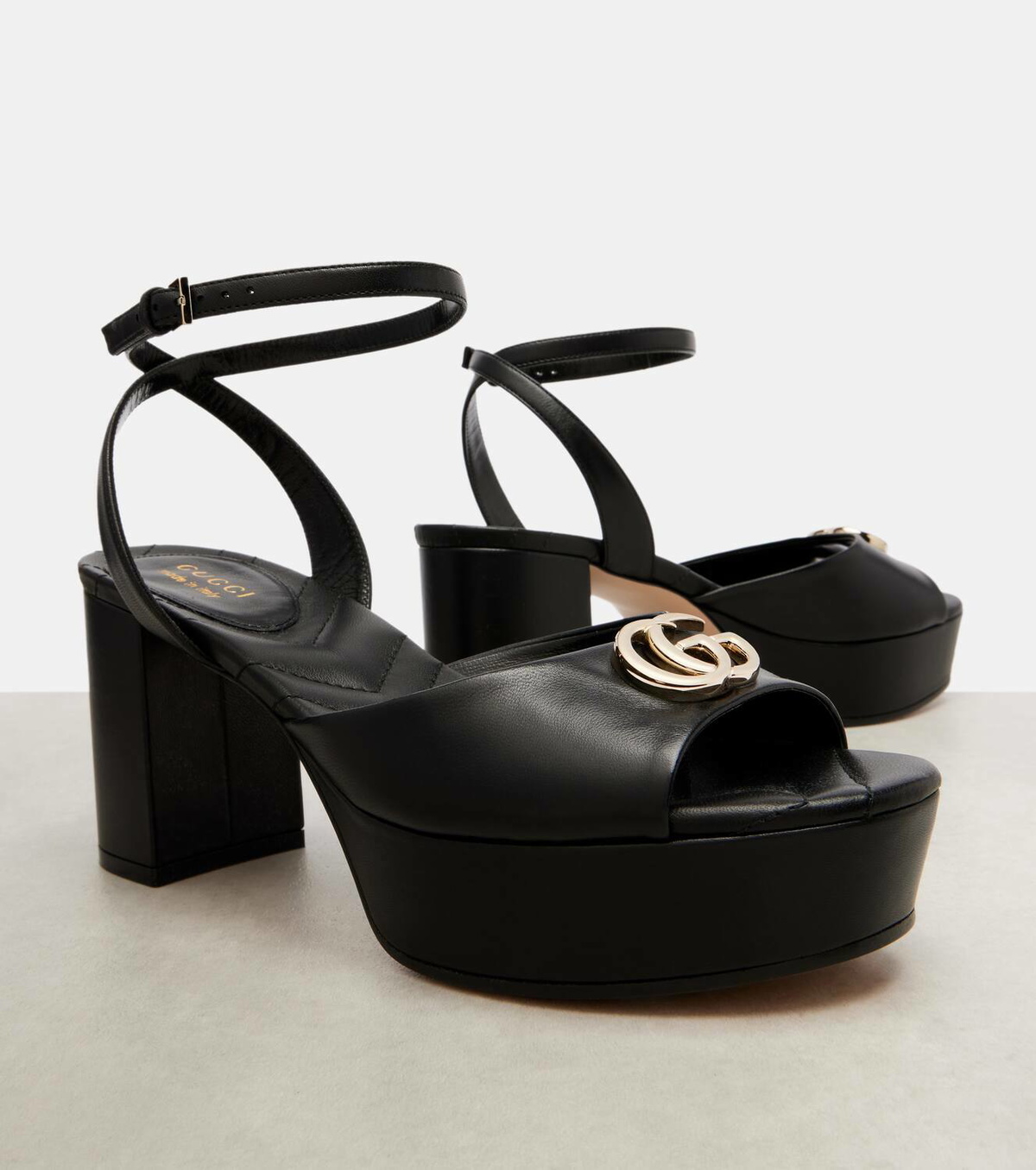 Gucci Double G leather platform sandals