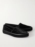 Mulo - Quilted Velvet Slippers - Black