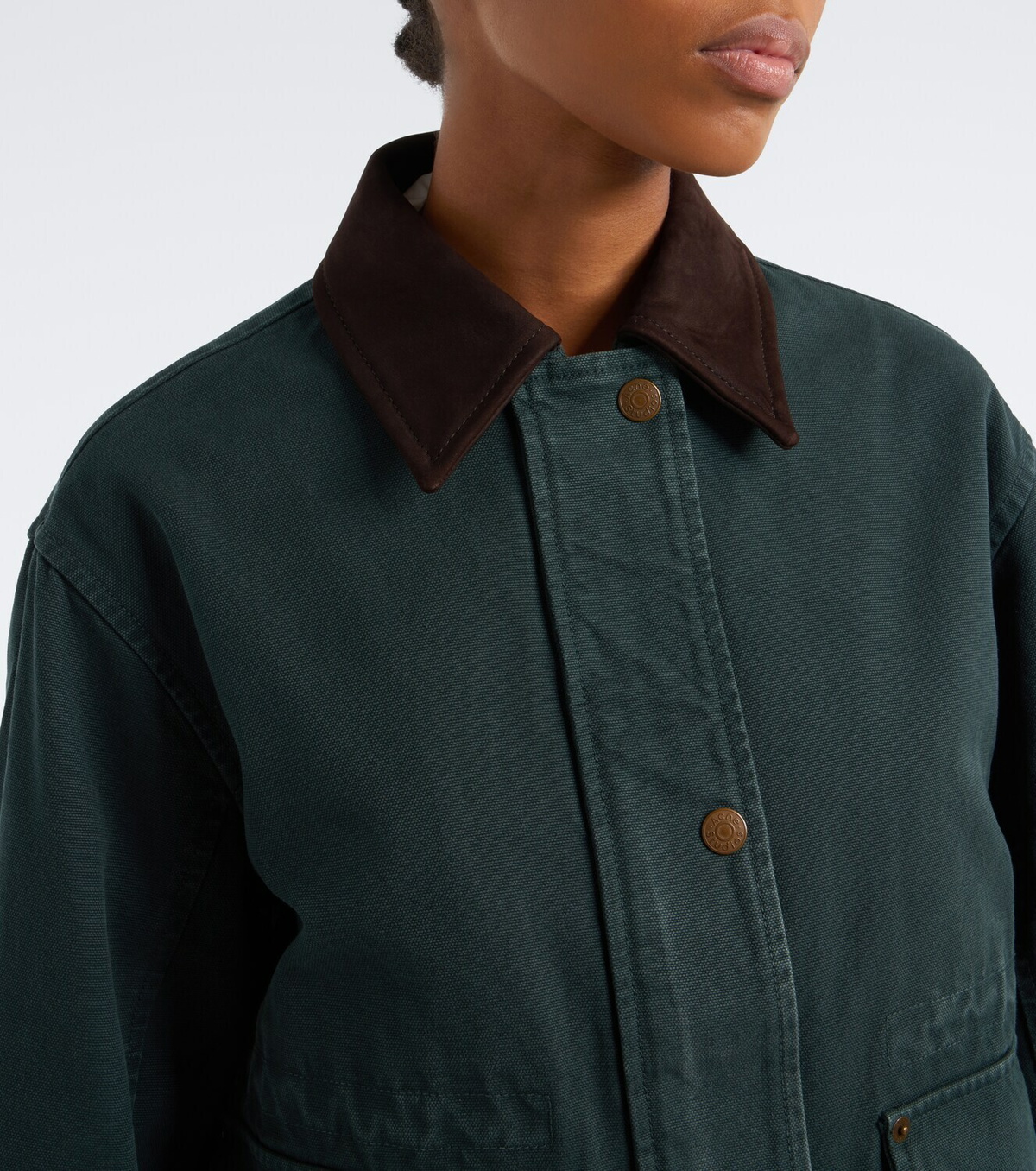 Acne Studios Suede-trimmed cotton canvas jacket