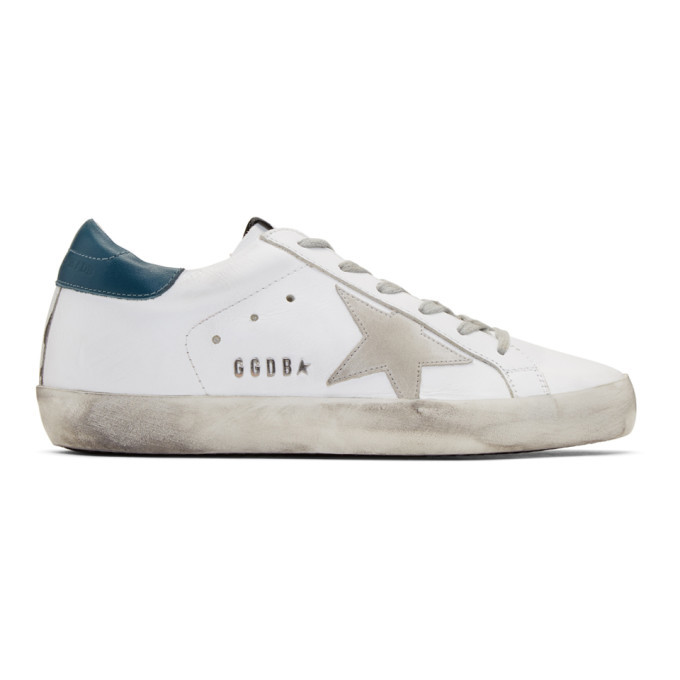 Golden Goose White and Green Superstar Sneakers Golden Goose Deluxe Brand