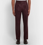 Rubinacci - Manny Tapered Pleated Wool-Flannel Trousers - Men - Merlot