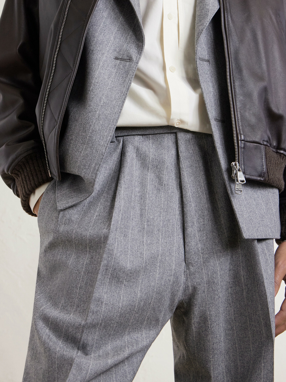 Kaptain Sunshine - Tapered Pleated Striped Wool-Flannel Suit Trousers - Gray