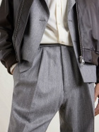 Kaptain Sunshine - Tapered Pleated Striped Wool-Flannel Suit Trousers - Gray