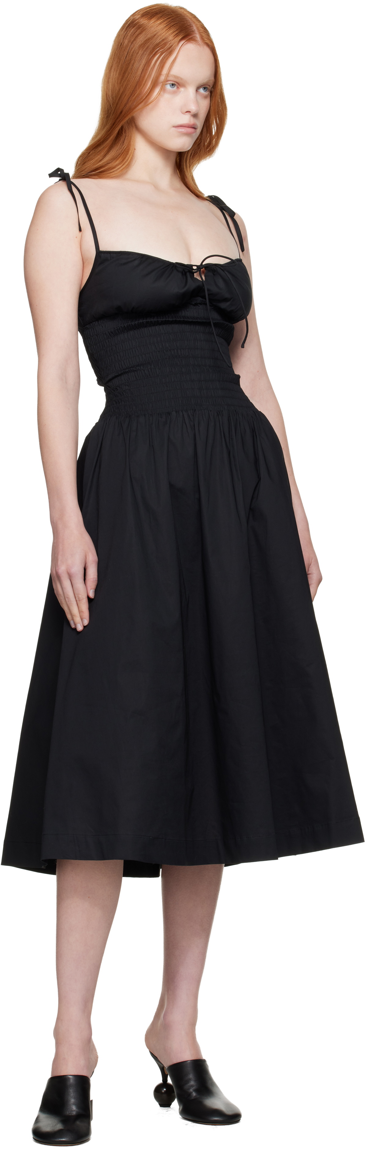 GUIZIO Black Lura Midi Dress