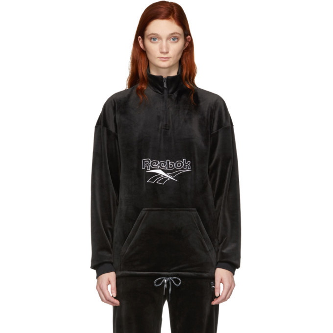 Photo: Reebok Classics Black Velour Vector Half-Zip Sweatshirt