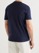 Brunello Cucinelli - Slim-Fit Logo-Embroidered Layered Cotton-Jersey T-Shirt - Blue