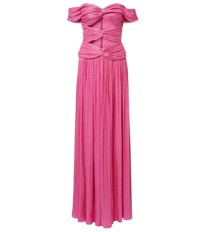 Photo: Costarellos Cutout Lurex georgette gown