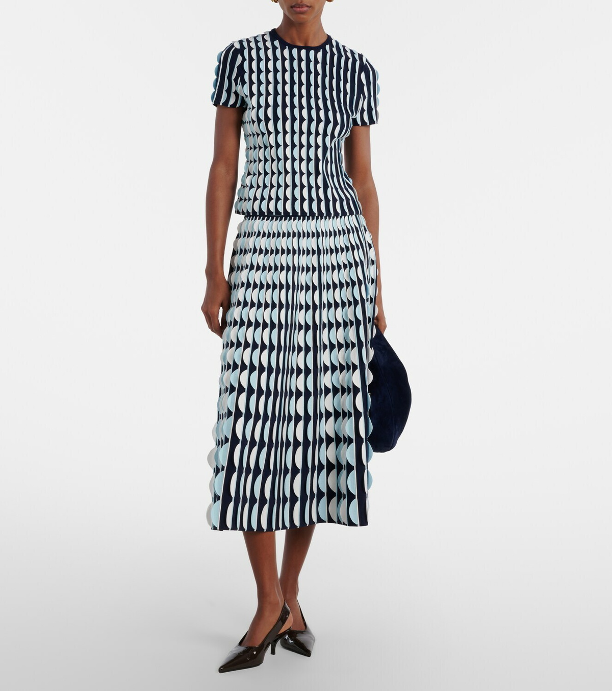 Simkhai Micah knitted scalloped midi skirt