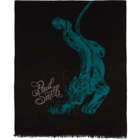 Paul Smith by Mark Mahoney Black Wool Embroidered Panther Scarf