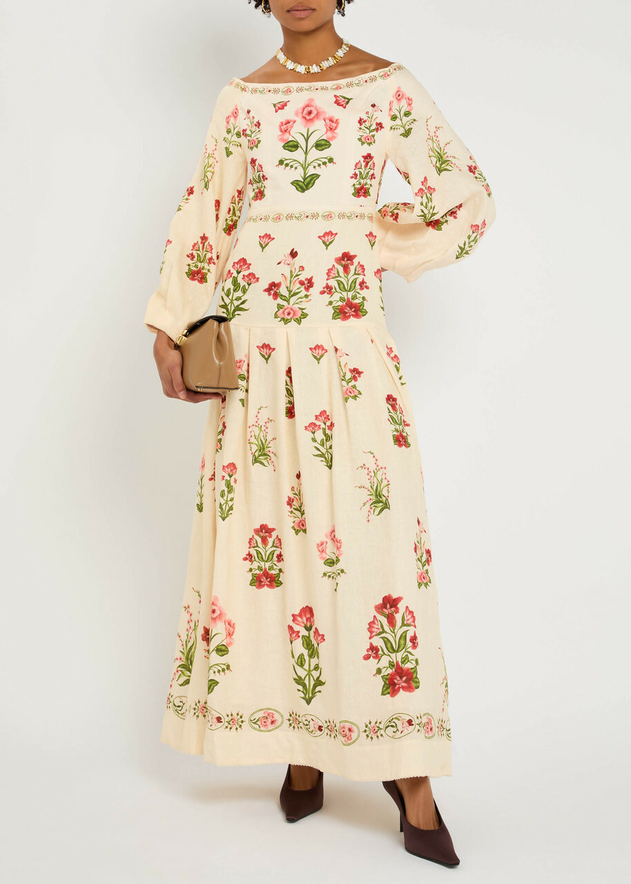 Agua BY Agua Bendita Senlis Canna Floral-print Linen Maxi Dress Multicoloured