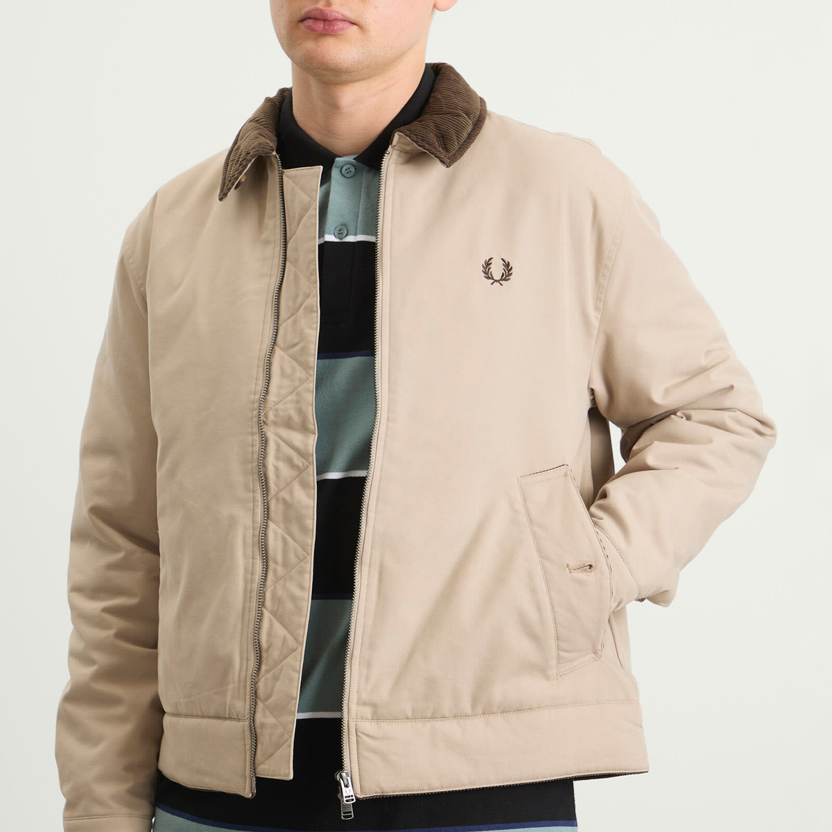 Fred Perry Men's Cotton Caban Jacket in Warm Oat Fred Perry