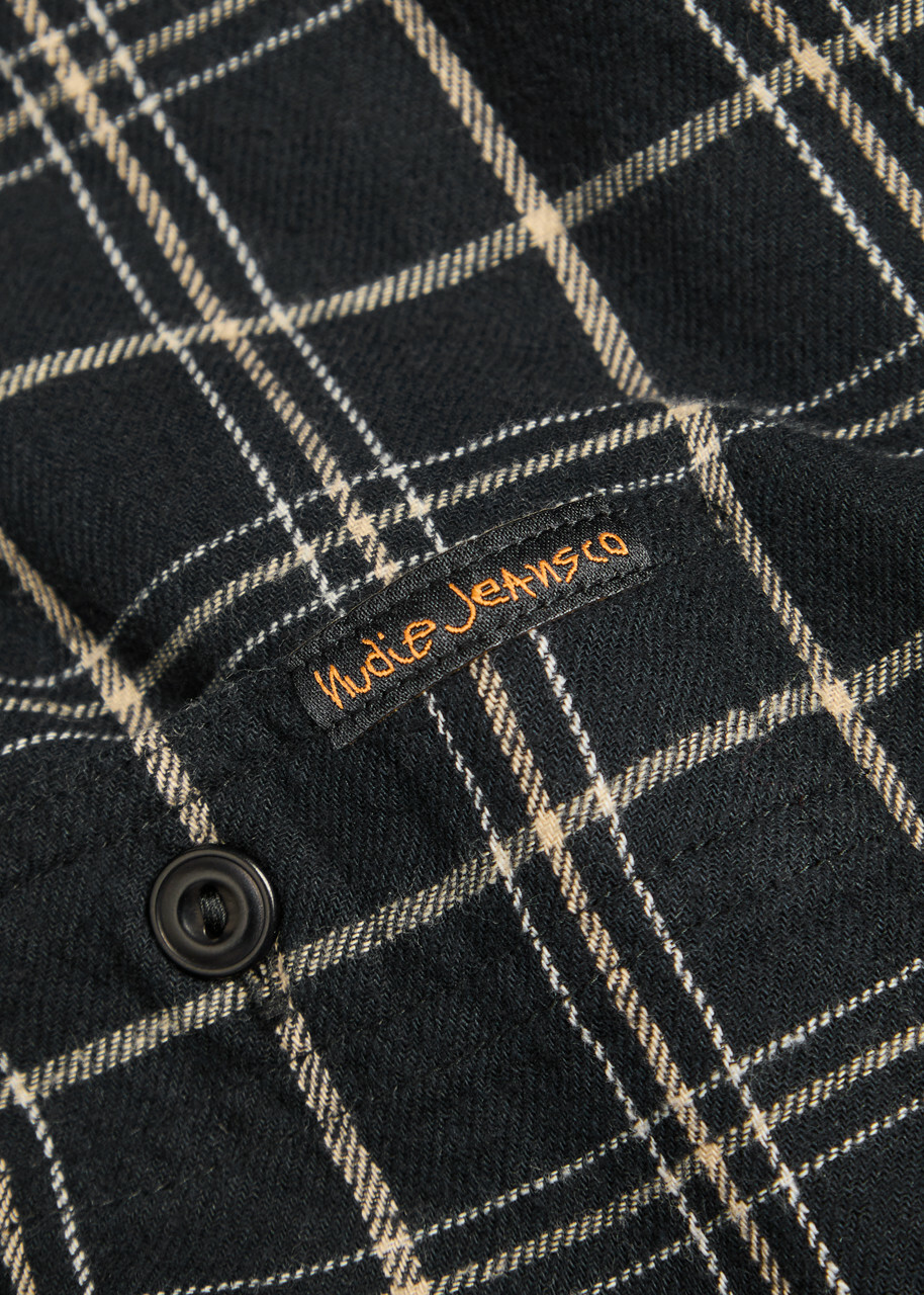Nudie Jeans Checked Cotton and Linen-blend Shirt Black