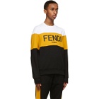 Fendi White and Yellow Logo Sweatshirt