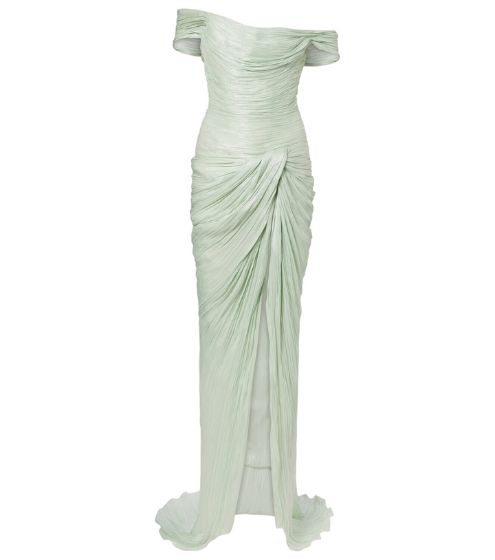 Photo: Marmar Halim Draped off-shoulder corset gown