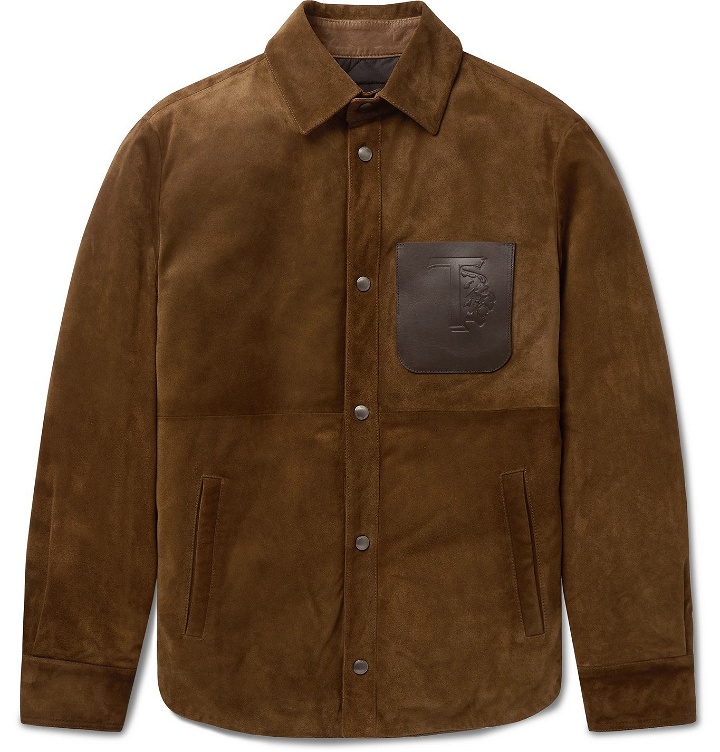 Photo: TOD'S - Leather-Trimmed Padded Suede Overshirt - Brown