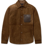 TOD'S - Leather-Trimmed Padded Suede Overshirt - Brown
