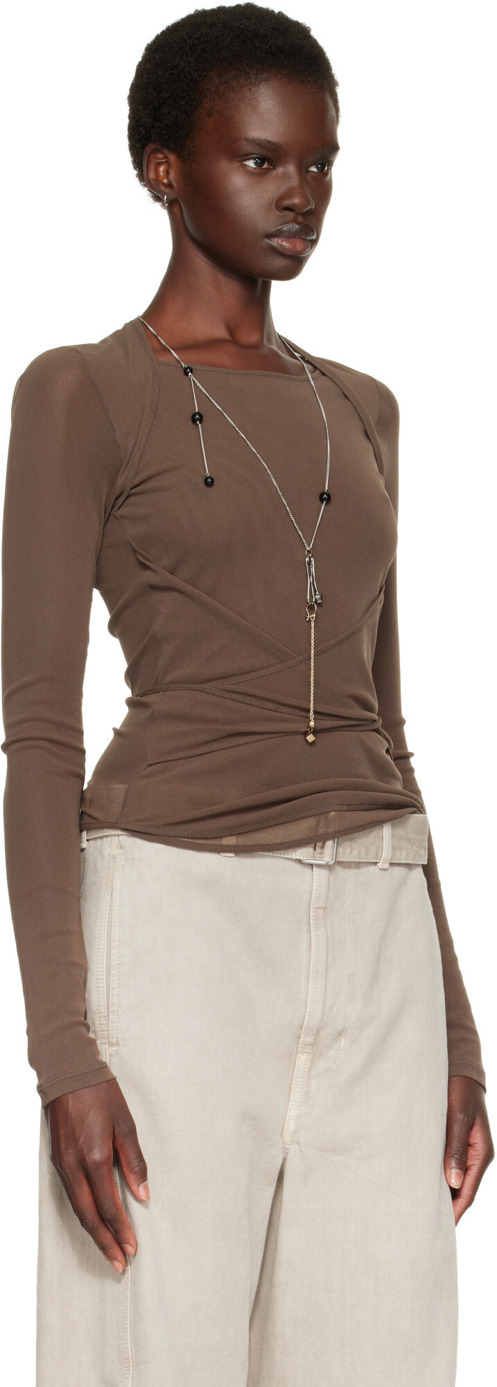 LEMAIRE Brown Ballerina Wrap Blouse