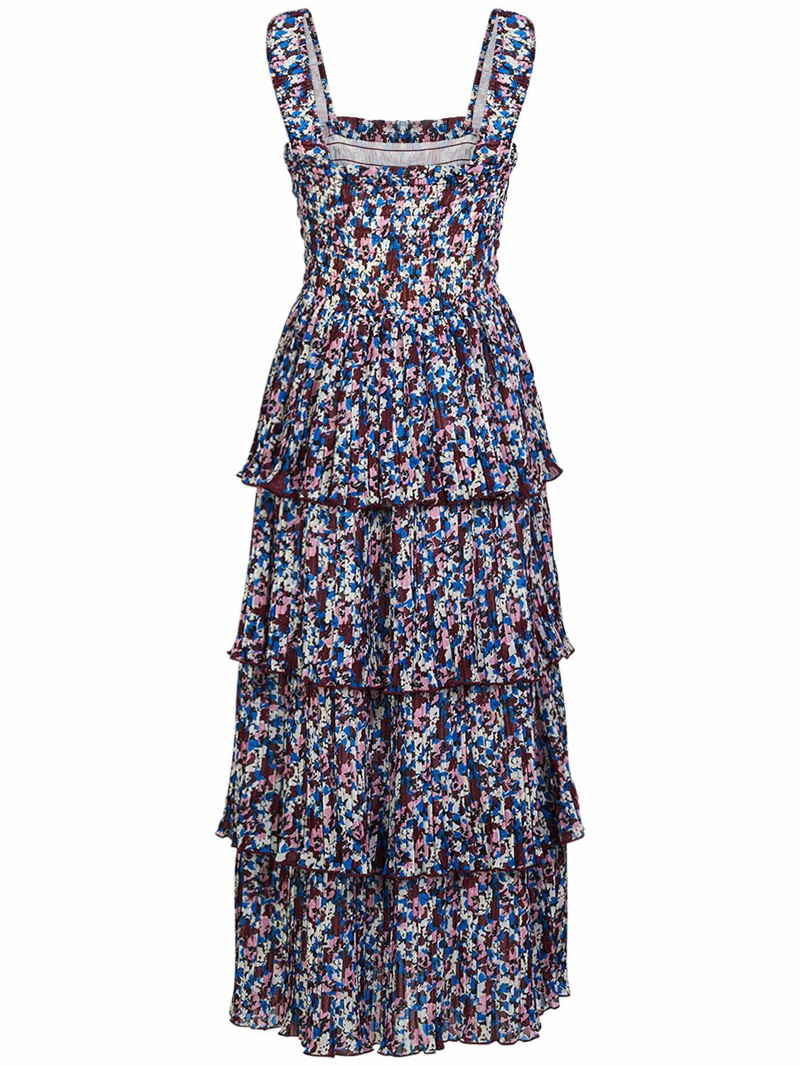 GANNI - Pleated Georgette Smocked Midi Dress GANNI
