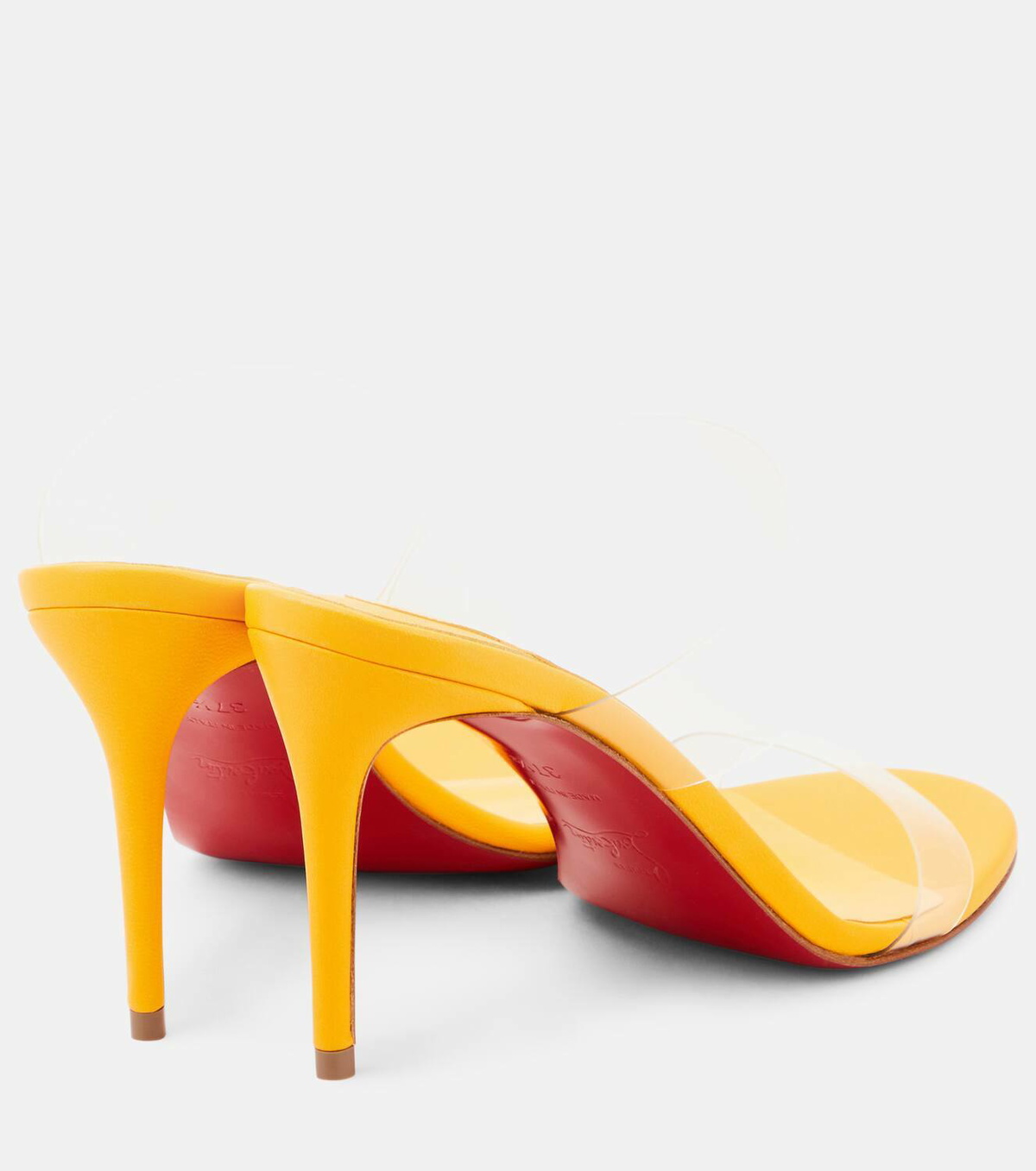 【Christian Loubouti】『Just Nothing 85』PVCイエローミュール Just Nothing 85 PVC mules in transparent - Christian