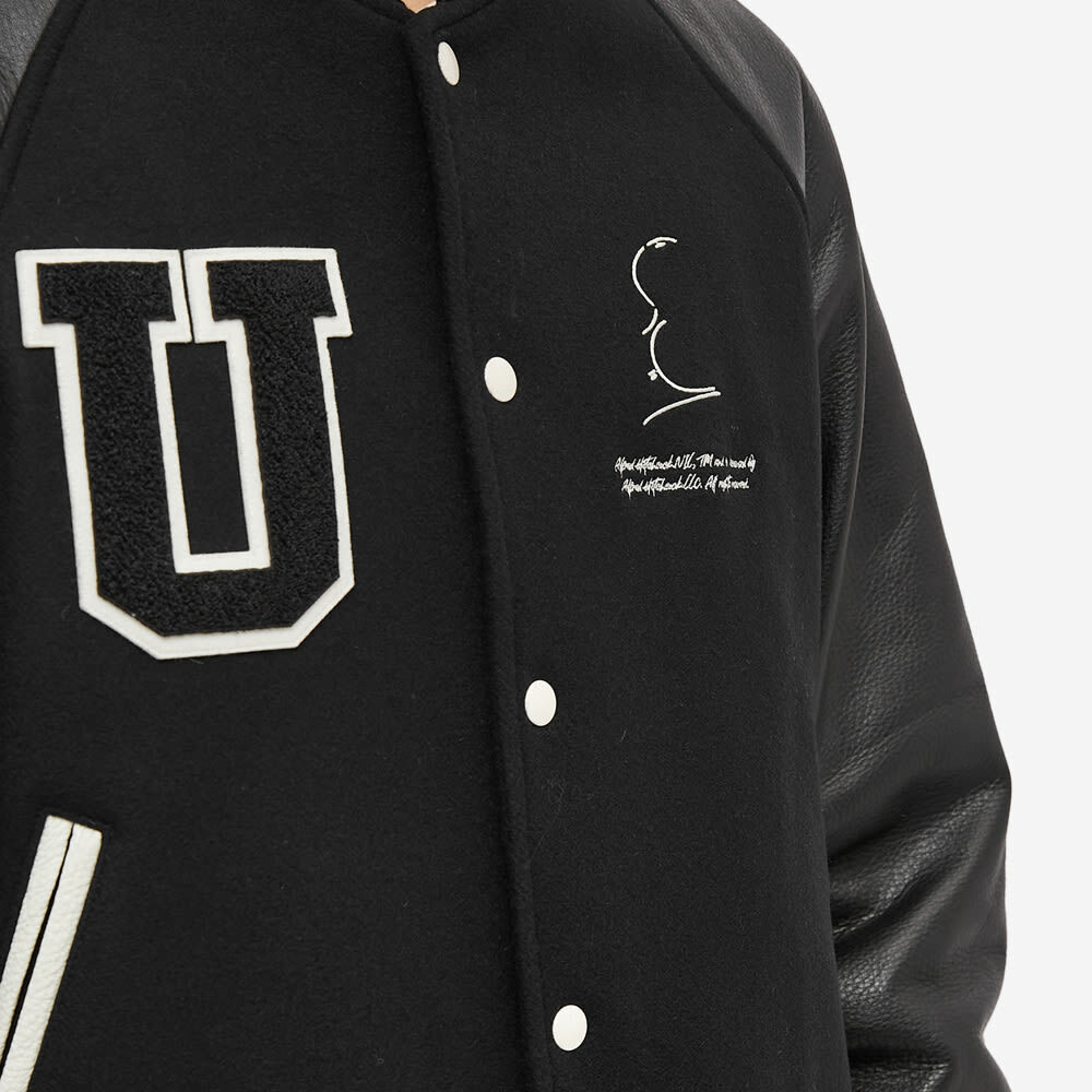 Undercover Men's Leather Varsity Jacket in Black Undercover