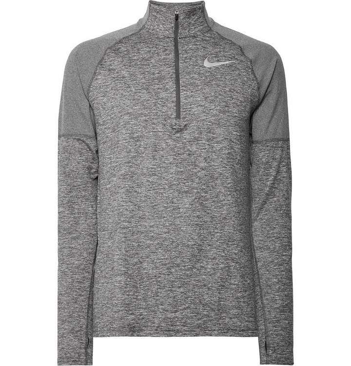 Photo: Nike Running - Element Rib-Panelled Mélange Dri-FIT Half-Zip Top - Men - Gray