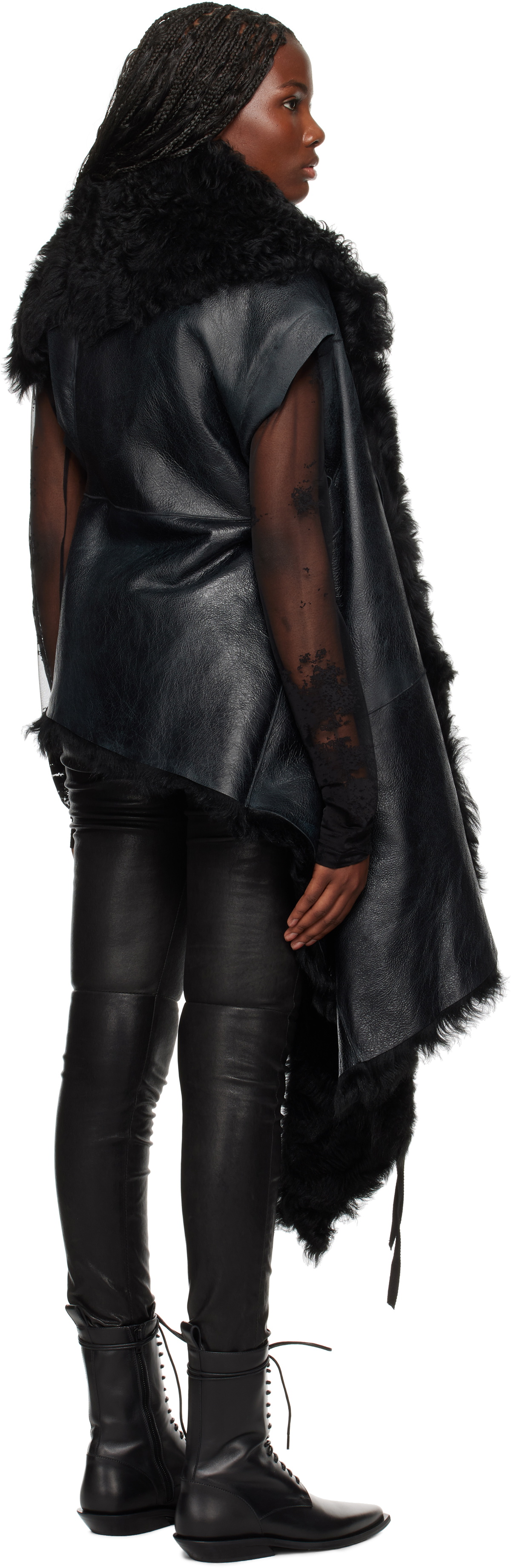 Ann Demeulemeester Black Svea Asymmetric Shearling Vest