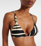 SIR Embellished striped bikini top