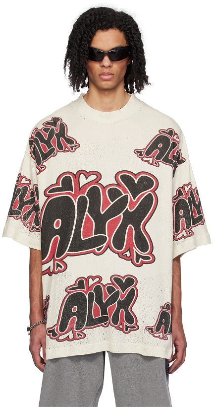 Photo: 1017 ALYX 9SM Beige Oversized Needle Punch T-Shirt