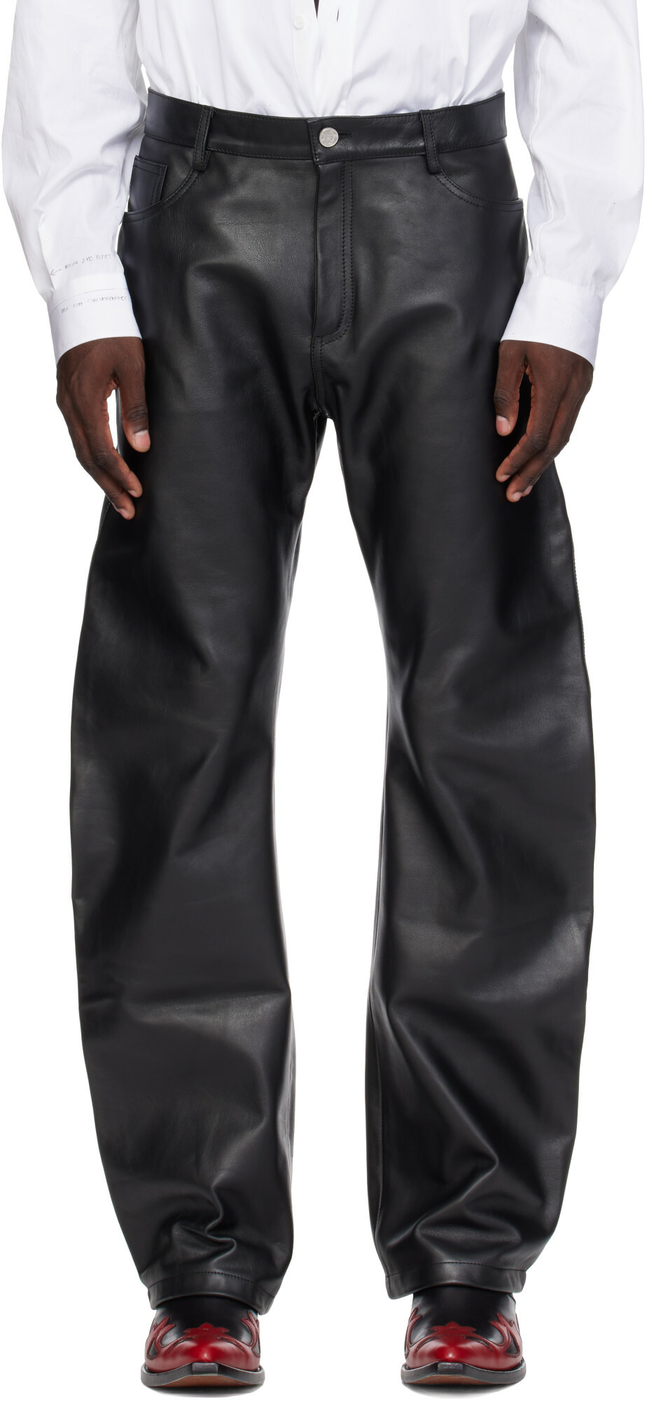 VETEMENTS Black O-Leg Leather Pants