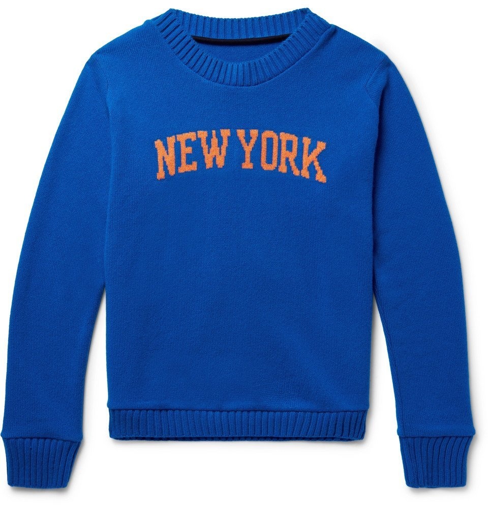Reinig de vloer Kakadu De vreemdeling The Elder Statesman - NBA New York Knicks Intarsia Cashmere Sweater - Blue  The Elder Statesman
