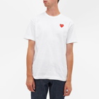 Comme des Garçons Play Men's Basic Logo T-Shirt in White/Red