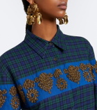 Dries Van Noten Checked embroidered cotton flannel shirt