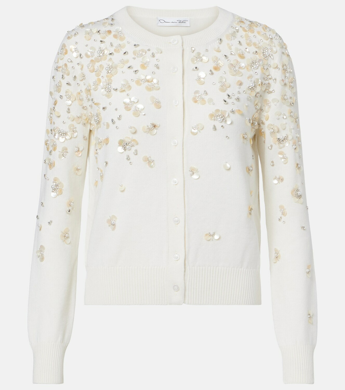Oscar de la Renta Embroidered virgin wool cardigan