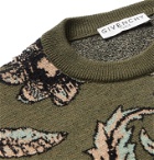 Givenchy - Logo-Appliquéd Intarsia Wool-Blend Sweater - Green